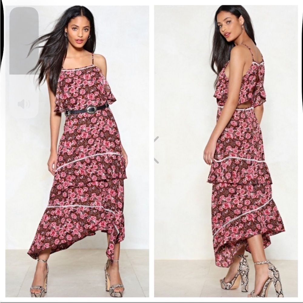 Nasty Gal Pink Floral High Low Dress size us4 - Picture 1 of 4